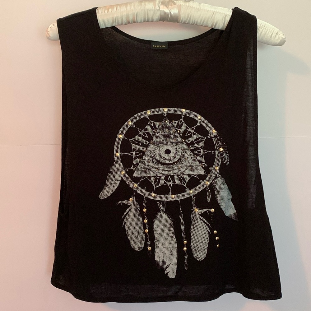 ❤️LASCANA for VENUS Embellished Open Sides Black Tank Top Size Small
